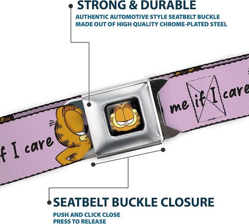 Garfield Belt, Seatbelt Buckle Belt, Garfield Ask Me If I Care Pose Pink, Adjustable in Saudi Arabia