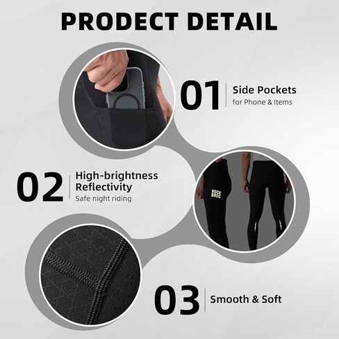 ROCKBROS Men's Cycling Pants Winter Bike Pants Padded Fleece Lined Cycling Tights for Mountain Road Dirt Bike Riding Running in Saudi Arabia