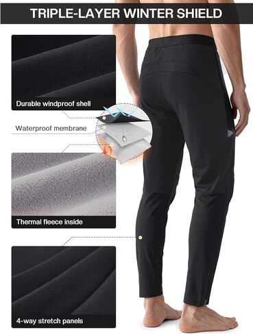 Winter Cycling Pants for Men Thermal Fleece-Lined Mountain Bike Pants Windproof Biking Bicyle Pants in Saudi Arabia