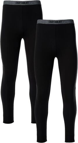 32 DEGREES Mens 2 Pack Heat Performance Thermal Baselayer Pant Leggings, Black/Black, L in Saudi Arabia