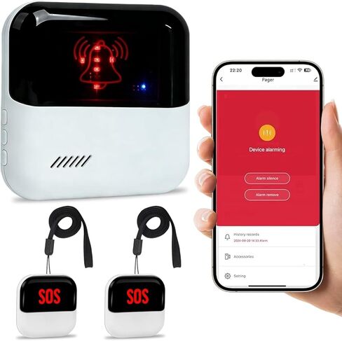 WiFi Caregiver Pager Medical Alert Systems for Seniors No Monthly Fee App Control Alert Button for Seniors at Home,2 Call Button and 1 Receiver,for Elderly,Patients,Disabled in Saudi Arabia