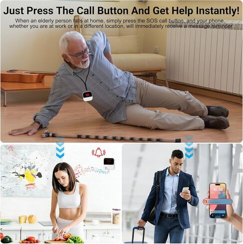 WiFi Caregiver Pager Medical Alert Systems for Seniors No Monthly Fee App Control Alert Button for Seniors at Home,2 Call Button and 1 Receiver,for Elderly,Patients,Disabled in Saudi Arabia