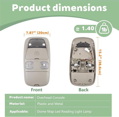 Overhead Console Dome Map Led Reading Light Lamp Compatible with 1999 2000 2001 Dodge Ram 1500 2500 3500, 2002 Ram 2500 3500,Cab Lights Sunglasses Storage, Replaces SN96TL2AA in Saudi Arabia