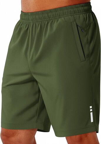 COOFANDY Mens Athletic Running Shorts 9" Lightweight Quick Dry Drawstring Mesh Gym Shorts with Zipper Pockets in Kuwait