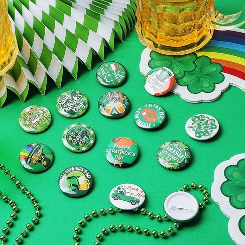 MTLEE 60 Pieces St Patrick's Day Buttons Shamrock Irish Badge Decorations Novelty Jewelry Pins for Hats and Shirts Saint Patricks Day Accessories Kids Party Decorations, 20 Styles in Saudi Arabia