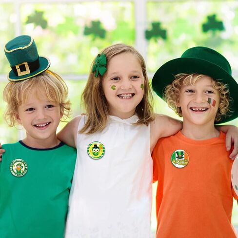 MTLEE 60 Pieces St Patrick's Day Buttons Shamrock Irish Badge Decorations Novelty Jewelry Pins for Hats and Shirts Saint Patricks Day Accessories Kids Party Decorations, 20 Styles in Saudi Arabia