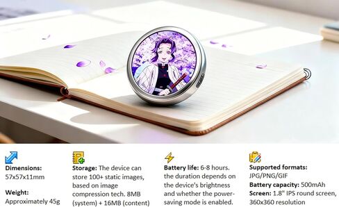 Chamii Ani-Pin, Digital Display Electronic Badge with LED Screen, Customizable Dynamic Touch Screen Pin for Anime Fans, Gift for Easter, Cosplay, Concert in Saudi Arabia