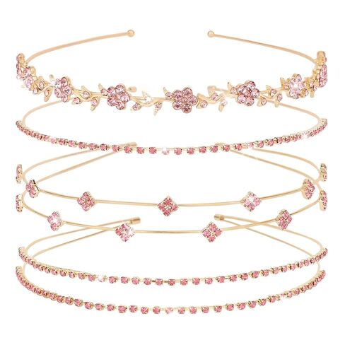 Jaciya Gold Bridal Headband 4 Pieces Rhinestone Headbands Crystal Flower Girl Leaves Crown Head Band Tiara Wedding Hair Accessories in Saudi Arabia