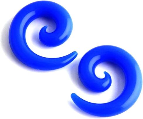 زوج من سدادات السيليكون الحلزونية من JewelryVolt قياس البلاستيك المطاطي المرن (أزرق 4 مم (6 جم)) in Kuwait