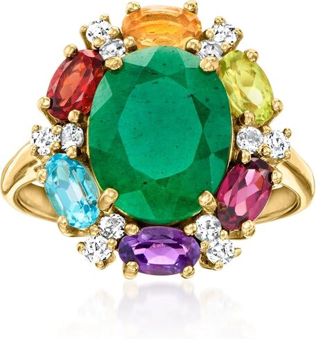 Ross-Simons 3.60 Carat Emerald and 1.80 ct. t.w. Multi-Gemstone Ring in 18kt Gold Over Sterling in Saudi Arabia