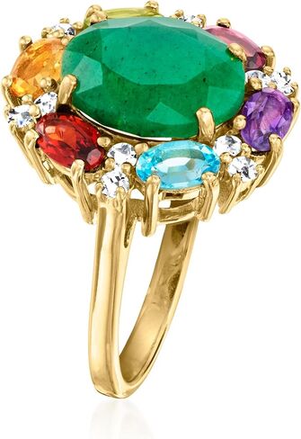 Ross-Simons 3.60 Carat Emerald and 1.80 ct. t.w. Multi-Gemstone Ring in 18kt Gold Over Sterling in Saudi Arabia