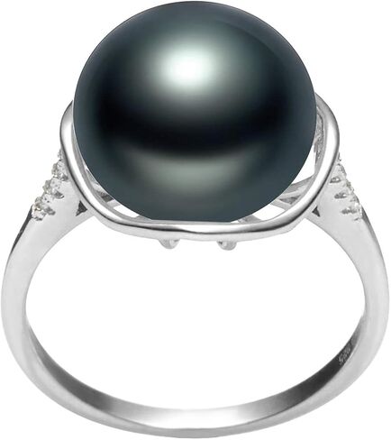 Kalina Black 11-12mm AAA Quality Freshwater 925 Sterling Silver Cultured Pearl Ring For Women in Saudi Arabia