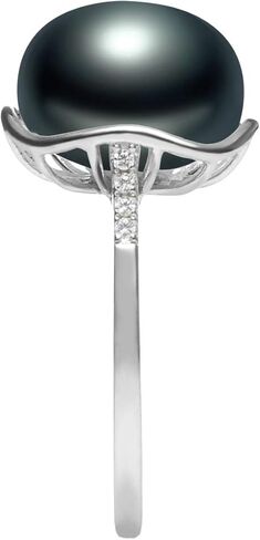 Kalina Black 11-12mm AAA Quality Freshwater 925 Sterling Silver Cultured Pearl Ring For Women in Saudi Arabia