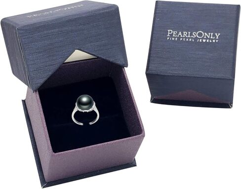 Kalina Black 11-12mm AAA Quality Freshwater 925 Sterling Silver Cultured Pearl Ring For Women in Saudi Arabia