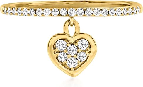 Pure Collection by Ross-Simons 0.20 ct. t.w. Diamond Heart Charm Ring in 14kt Yellow Gold in Saudi Arabia