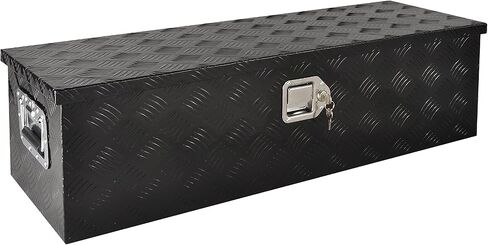 20 Inch Tool Box Flatbox Truck Car Outdoor Trailer Pickup Underbody Toolbox,RV Storage Organizer,Underbed Tools Organizer W/Lock & Keys, Black Aluminum 5 Bar Tread(20''X12''X9.5'') in Saudi Arabia