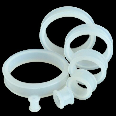 1 PAIR (2pcs) CLEAR SILICONE FLAT FLARE TUNNELS Double Flare Gauges Thin Soft Flexible Flesh Plugs 1024 in Saudi Arabia