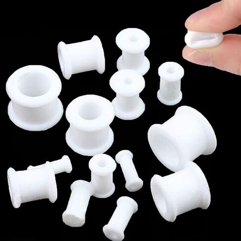 1 PAIR (2pcs) CLEAR SILICONE FLAT FLARE TUNNELS Double Flare Gauges Thin Soft Flexible Flesh Plugs 1024 in Saudi Arabia