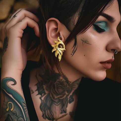 DOEARKO 2 Pcs Stainless Steel Ear Gauges Feather Design Ear Tunnels and Plugs Screw Back Double Flared Expanders for Stretched Ears Body Jewelry for Men & Women in Kuwait