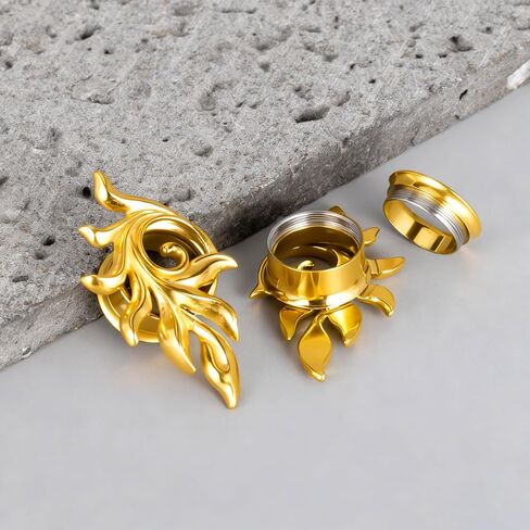 DOEARKO 2 Pcs Stainless Steel Ear Gauges Feather Design Ear Tunnels and Plugs Screw Back Double Flared Expanders for Stretched Ears Body Jewelry for Men & Women in Kuwait