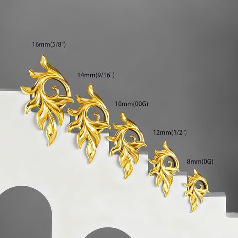 DOEARKO 2 Pcs Stainless Steel Ear Gauges Feather Design Ear Tunnels and Plugs Screw Back Double Flared Expanders for Stretched Ears Body Jewelry for Men & Women in Kuwait