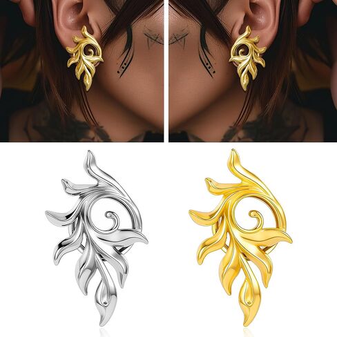 DOEARKO 2 Pcs Stainless Steel Ear Gauges Feather Design Ear Tunnels and Plugs Screw Back Double Flared Expanders for Stretched Ears Body Jewelry for Men & Women in Kuwait