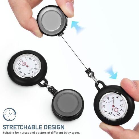 iplusmile Mens Watch Fob Watch, Retractable Pocket with Second Hand for Nurses, Portable Digital Clip on Lapel for Nurses Doctors Students Women Men (Black) in Saudi Arabia