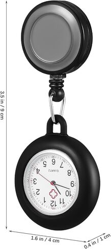 iplusmile Mens Watch Fob Watch, Retractable Pocket with Second Hand for Nurses, Portable Digital Clip on Lapel for Nurses Doctors Students Women Men (Black) in Saudi Arabia