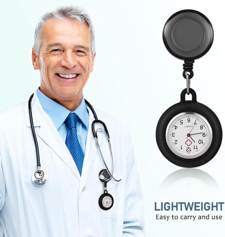 iplusmile Mens Watch Fob Watch, Retractable Pocket with Second Hand for Nurses, Portable Digital Clip on Lapel for Nurses Doctors Students Women Men (Black) in Saudi Arabia