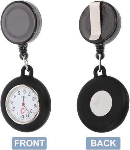 iplusmile Mens Watch Fob Watch, Retractable Pocket with Second Hand for Nurses, Portable Digital Clip on Lapel for Nurses Doctors Students Women Men (Black) in Saudi Arabia