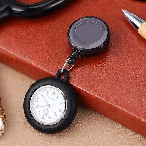 iplusmile Mens Watch Fob Watch, Retractable Pocket with Second Hand for Nurses, Portable Digital Clip on Lapel for Nurses Doctors Students Women Men (Black) in Saudi Arabia