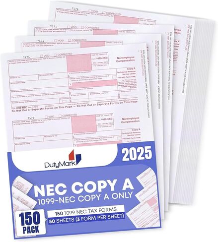 1099 NEC Copy A Forms 75 Forms (25 Sheets) Federal Income Laser Tax Forms, 2023 in Saudi Arabia