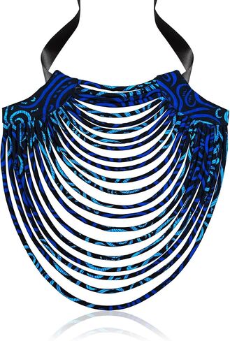 African Necklace for Women, Ankara Multi-Strand Cotton Fabric Statement Necklace, Handmade Bold African Jewelry in Saudi Arabia