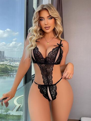 Sexy Fishnet Lingerie for Women Lace Pattern Mesh Bodysuit Jumpsuits See-Through Lingeries Set Nightwear Sleepwear Outfits in Saudi Arabia