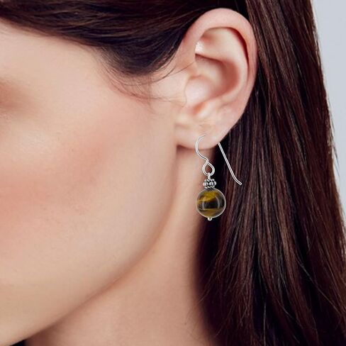 ASHANTI Tiger Eye Natural Gemstone Sterling Silver Handmade Earrings in Saudi Arabia
