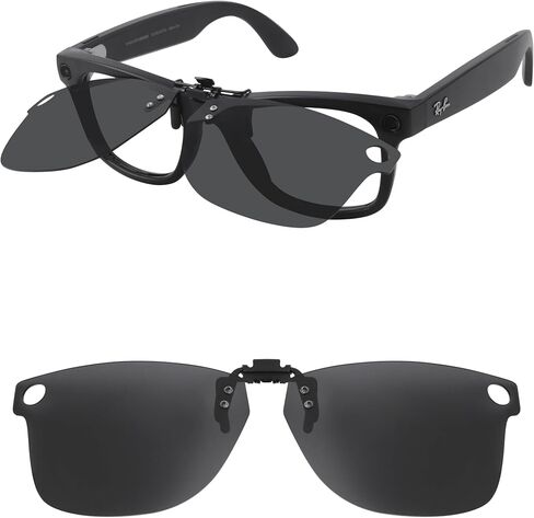 Polarized Flip-up Clip-on Sunglass for Ray-Ban Meta Wayfarer RW4008 & Gen 2 RW4012 53-22 for Men Women UV Protection in Saudi Arabia