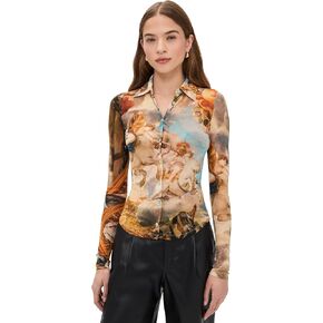alice + olivia Women's Jade Mesh Button Down in Kuwait