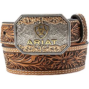 حزام جلدي بإبزيم درع منقوش بالزهور للأولاد من ARIAT in Kuwait