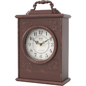 ساعة رف عتيقة مع خزنة مخفية، ساعات مدفأة ذات طراز بني عتيق، ساعة مكتب ورف لديكور غرفة المعيشة، المزرعة، المكتب، هدايا المنزل الجديد (12.6 بوصة ارتفاع × 8.7 بوصة عرض × 4 بوصة عمق) in Kuwait