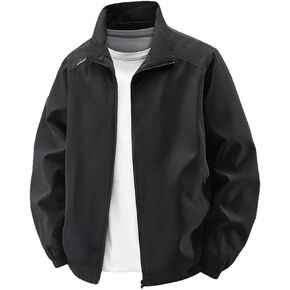 Disimlarl Mens Outdoor Zipper Windbreaker Jackets Lightweight Casual Work Coat Lapel Large Size Outerwear in Saudi Arabia