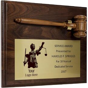 Personalized Gavel Plaques-Offered in Multiple Sizes and Colors. The Perfect Gift for The Judge, Lawyer, Attorney, Military, Fire or Police Officer in your Life in Kuwait