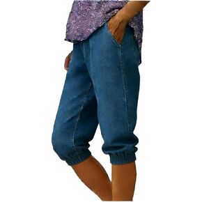 LRMQS Capri Pants for Women Summer Trendy Stretch Loose Fit Elastic Waist Pull on Jean Capris Casual Denim Pant with Pockets in Saudi Arabia