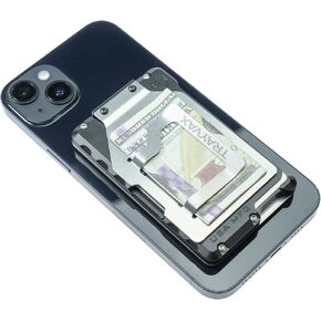 Trayvax Traverse MagSafe Kickstand Wallet – CNC‑Machined Aluminum, Full‑Metal Slim Wallet with Strong MagSafe Lock, Holds 6 Cards + Cash, Dual‑Angle Kickstand, RFID Protection, Made in USA (Black) in Kuwait