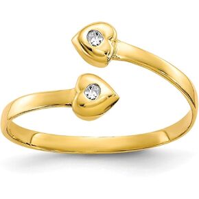 Jewelry Affairs 10K Real Solid Yellow Gold CZ Heart Shaped Toe Summer Ring in Saudi Arabia