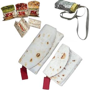 محفظة بوريتو، محفظة جلدية عملاقة من جلد التورتيلا، منظم حامل بطاقات السفر الممتع، تخزين ملفوف تورتيلا مبتكر (S+L) in Kuwait