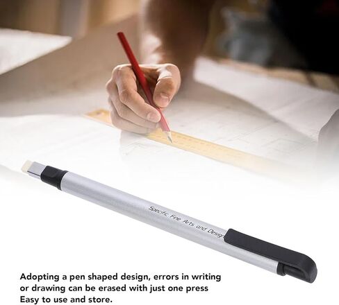 Acouto High Accuracy Mechanical Eraser Pen - Plastic Casing for Precise Erasing in School & Office, (Silver) in Saudi Arabia