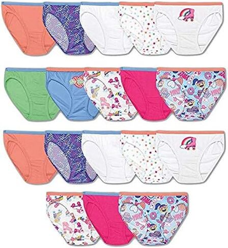 Hanes 18-Pack Girls Tagless Bikinis - Assorted Solids & Prints in Saudi Arabia