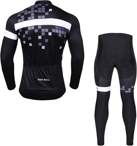 طقم جيرسي لركوب الدراجات للرجال - قميص لركوب الدراجات سريع الجفاف عاكس للضوء وشورت لركوب الدراجات مبطن ثلاثي الأبعاد بأكمام طويلة أسود in Kuwait
