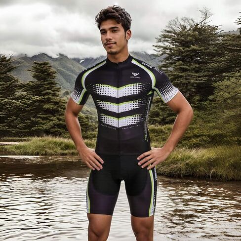 طقم جيرسي لركوب الدراجات للرجال - قميص عاكس لركوب الدراجات سريع الجفاف وسروال قصير مبطن ثلاثي الأبعاد لركوب الدراجات باللون الأخضر in Kuwait