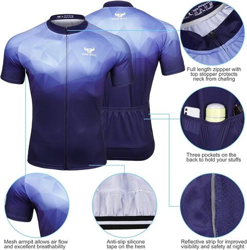 طقم جيرسي لركوب الدراجات للرجال - قميص عاكس لركوب الدراجات سريع الجفاف وسروال قصير مبطن ثلاثي الأبعاد لركوب الدراجات مقاس XL in Kuwait